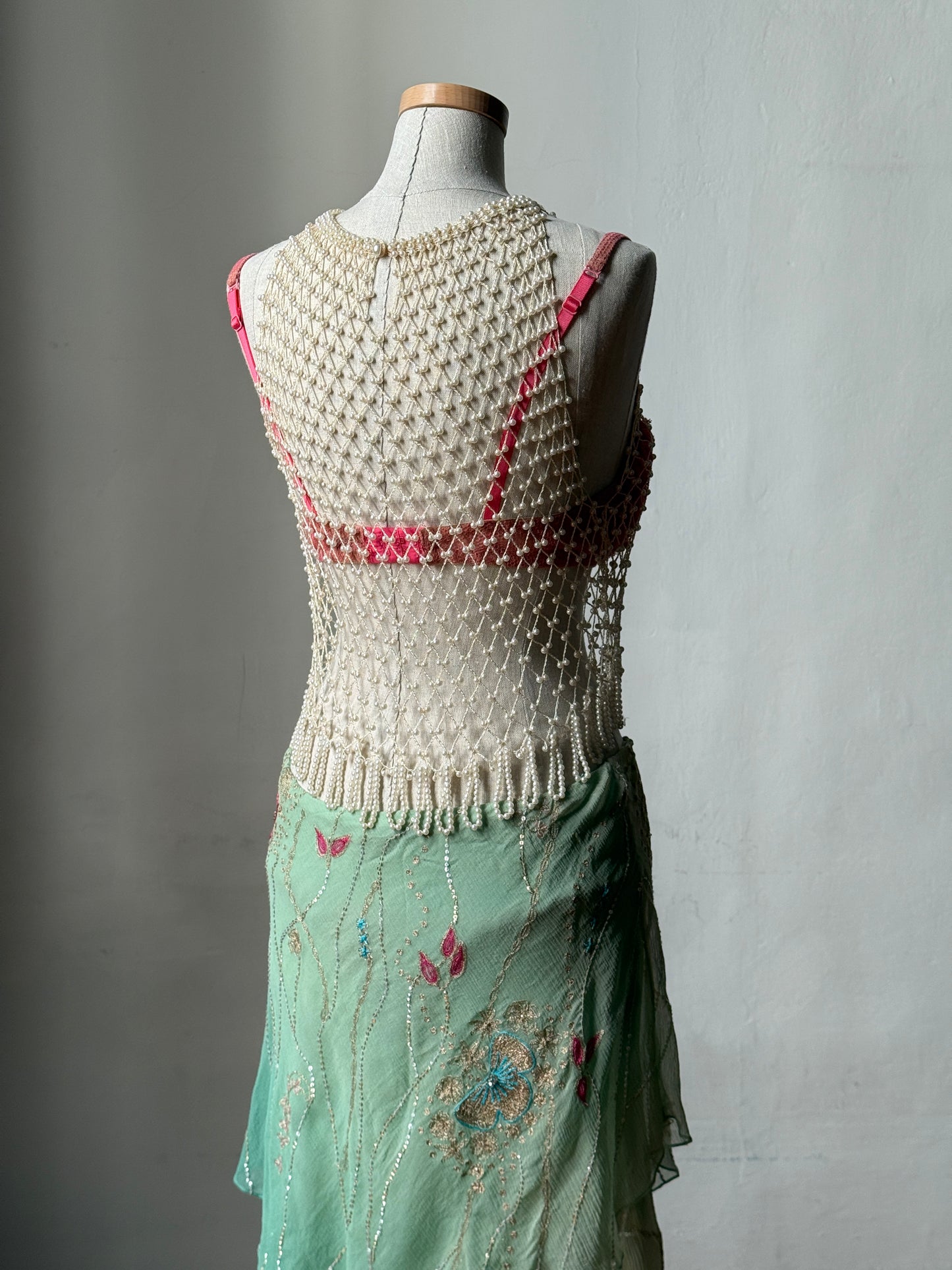 Ralph Lauren Silk Chiffon Embroidered Cascade Skirt