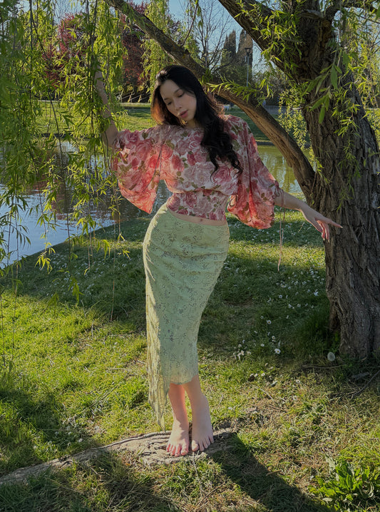 Dolce & Gabbana Rose Print Silk Chiffon Blouse