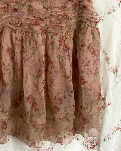 Blumarine 2000s Silk Chiffon Ruched Skirt