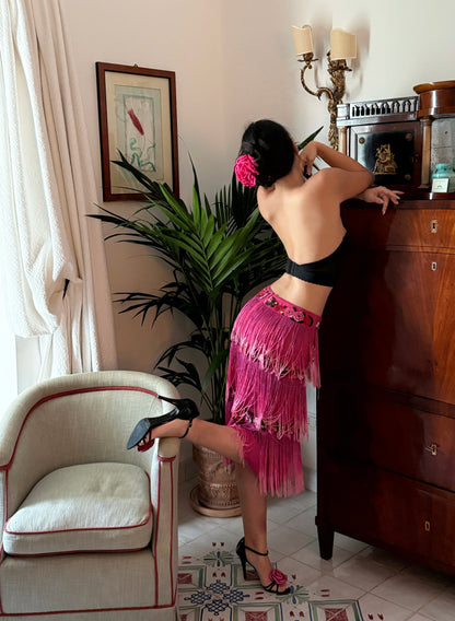 Blumarine Fuchsia Pink Fringe Skirt