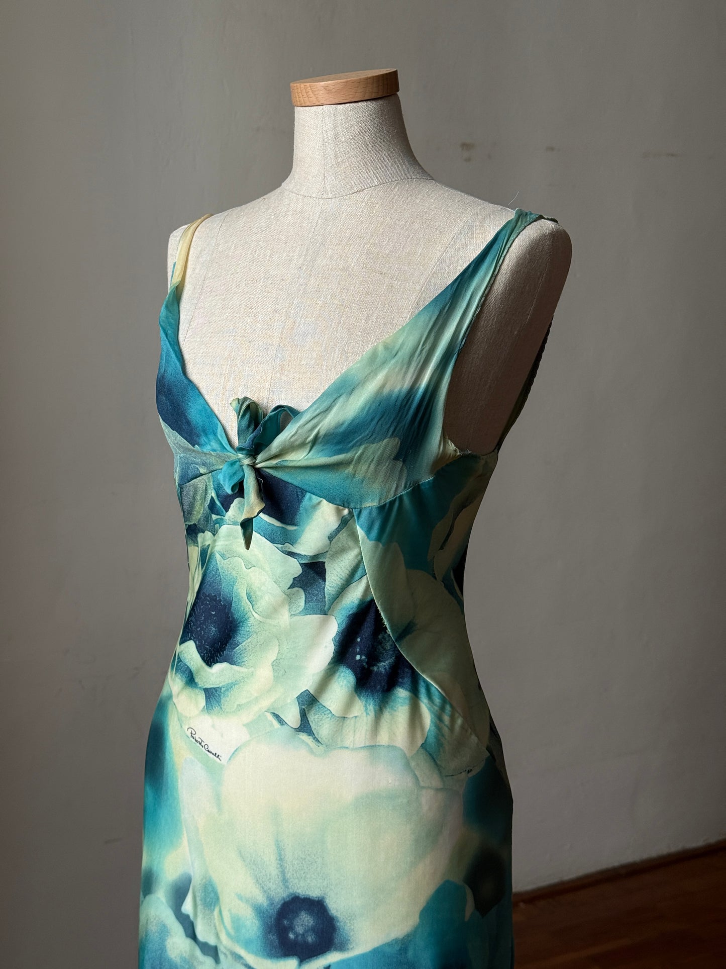 Roberto Cavalli 2000SS Blue Floral Cascading Dress