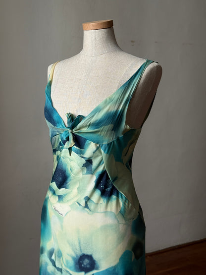 Roberto Cavalli 2000SS Blue Floral Cascading Dress