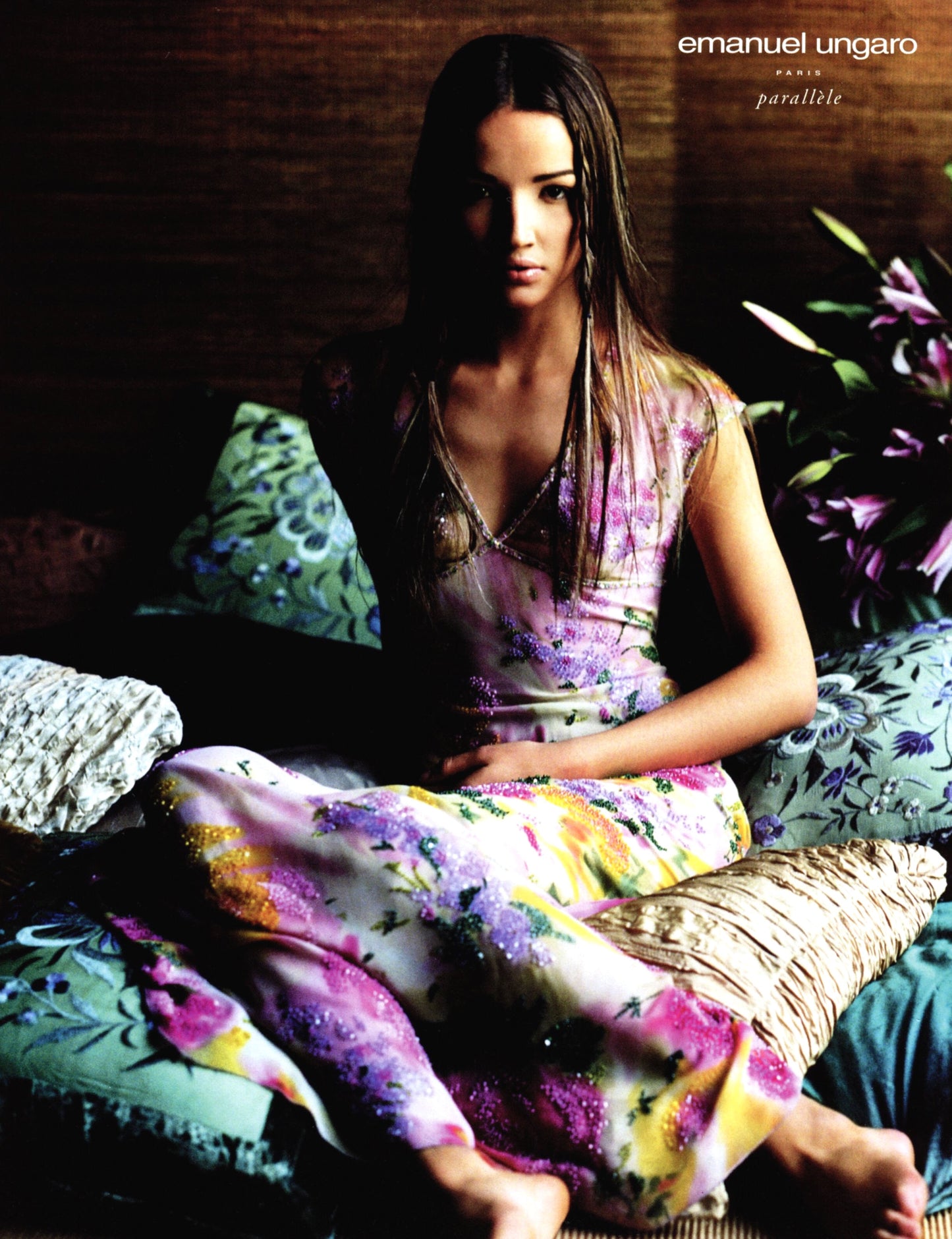 Emanuel Ungaro 1999SS Watercolour Floral Silk Chiffon Dress