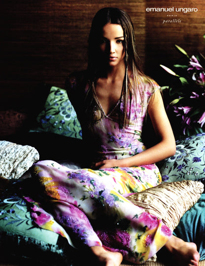 Emanuel Ungaro 1999SS Watercolour Floral Silk Chiffon Dress
