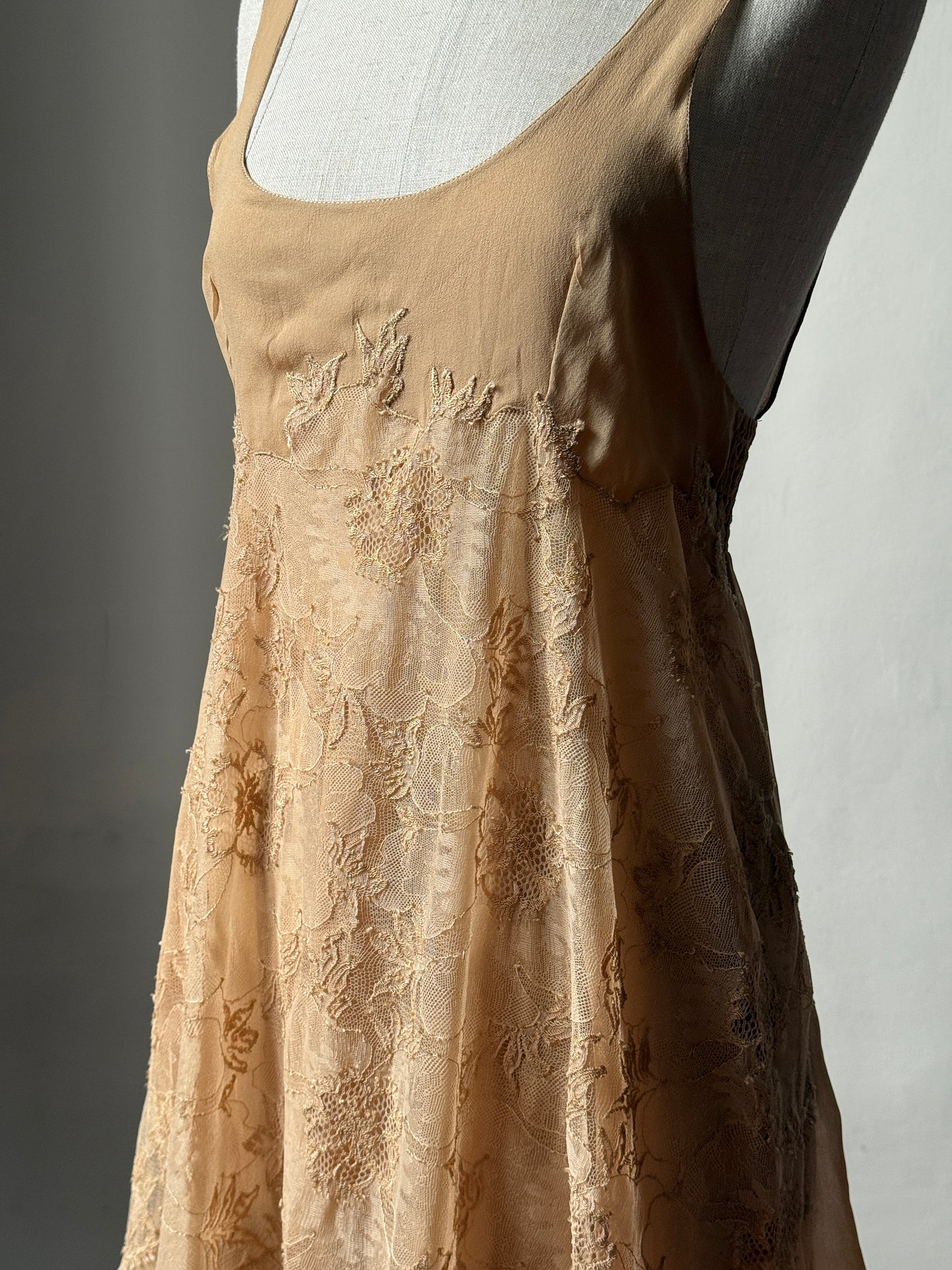 La Perla 90s Gold Label Floral Embroidered Lace Silk Chiffon Babydoll