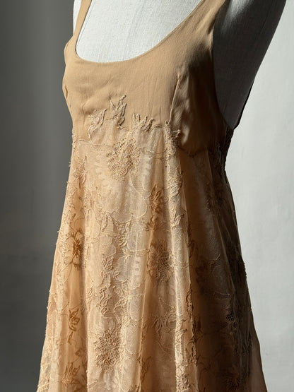 La Perla 90s Gold Label Floral Embroidered Lace Silk Chiffon Babydoll