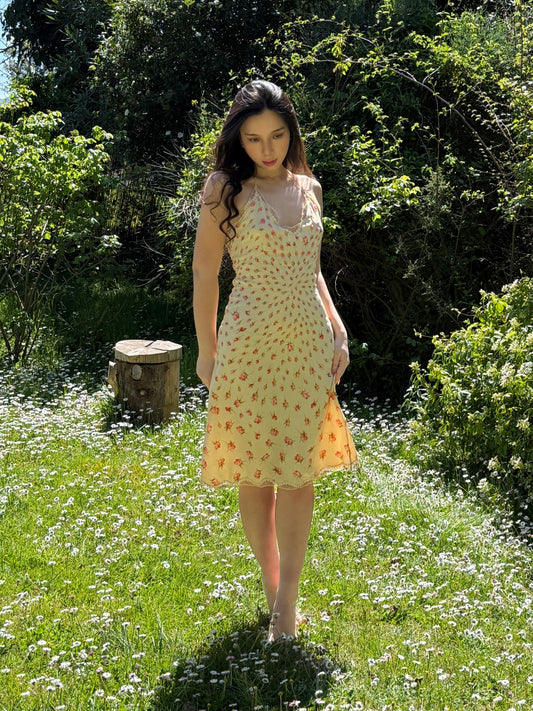 Blumarine 2000SS Rosettes Print Halter Neck Dress