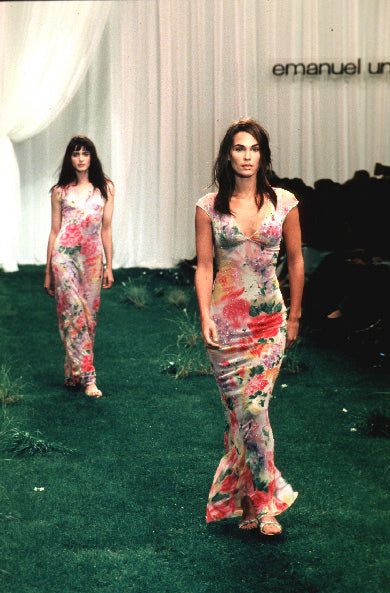 Emanuel Ungaro 1999SS Watercolour Floral Silk Chiffon Dress