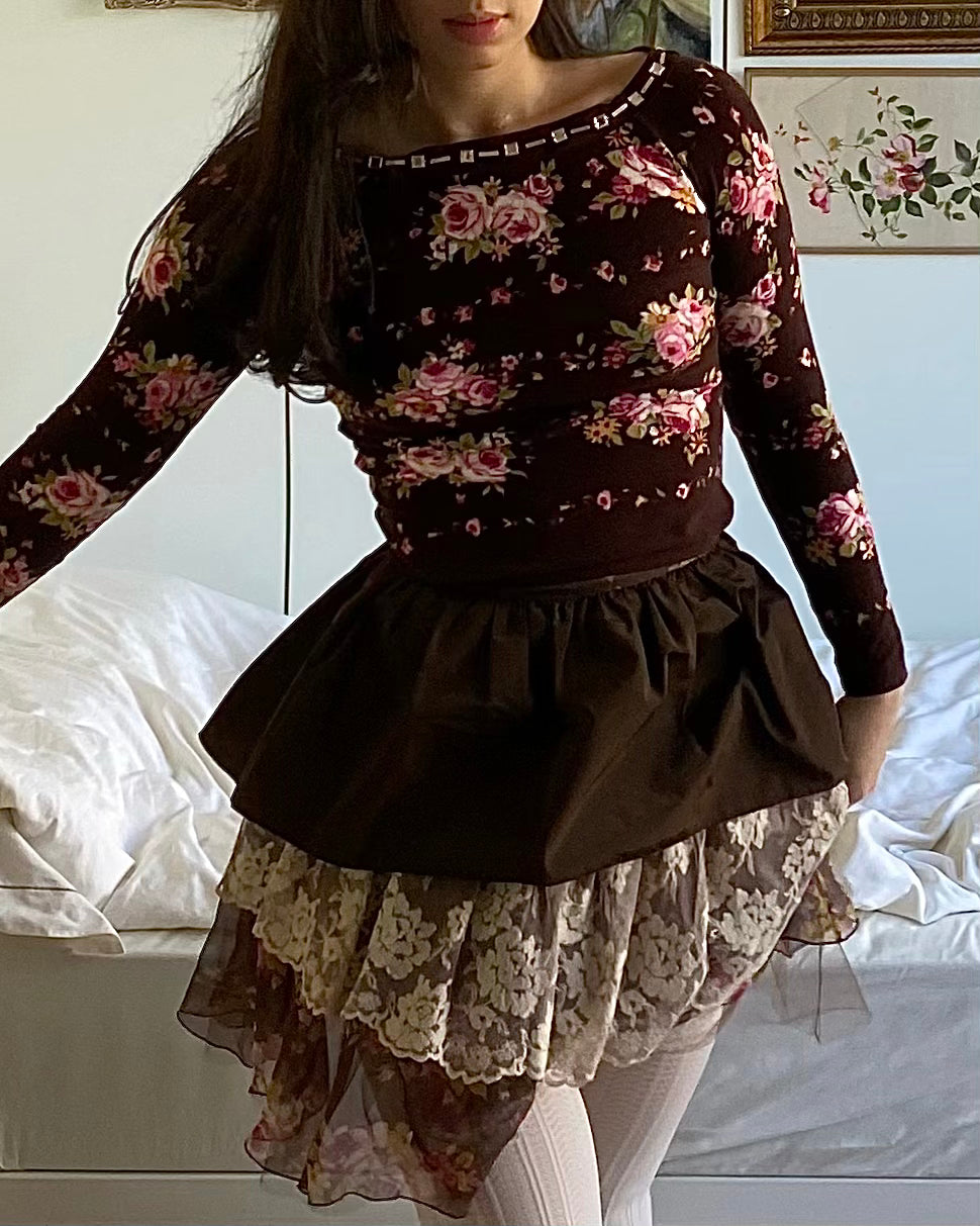 Blugirl 2005FW Brown Floral Jumper and Skirt