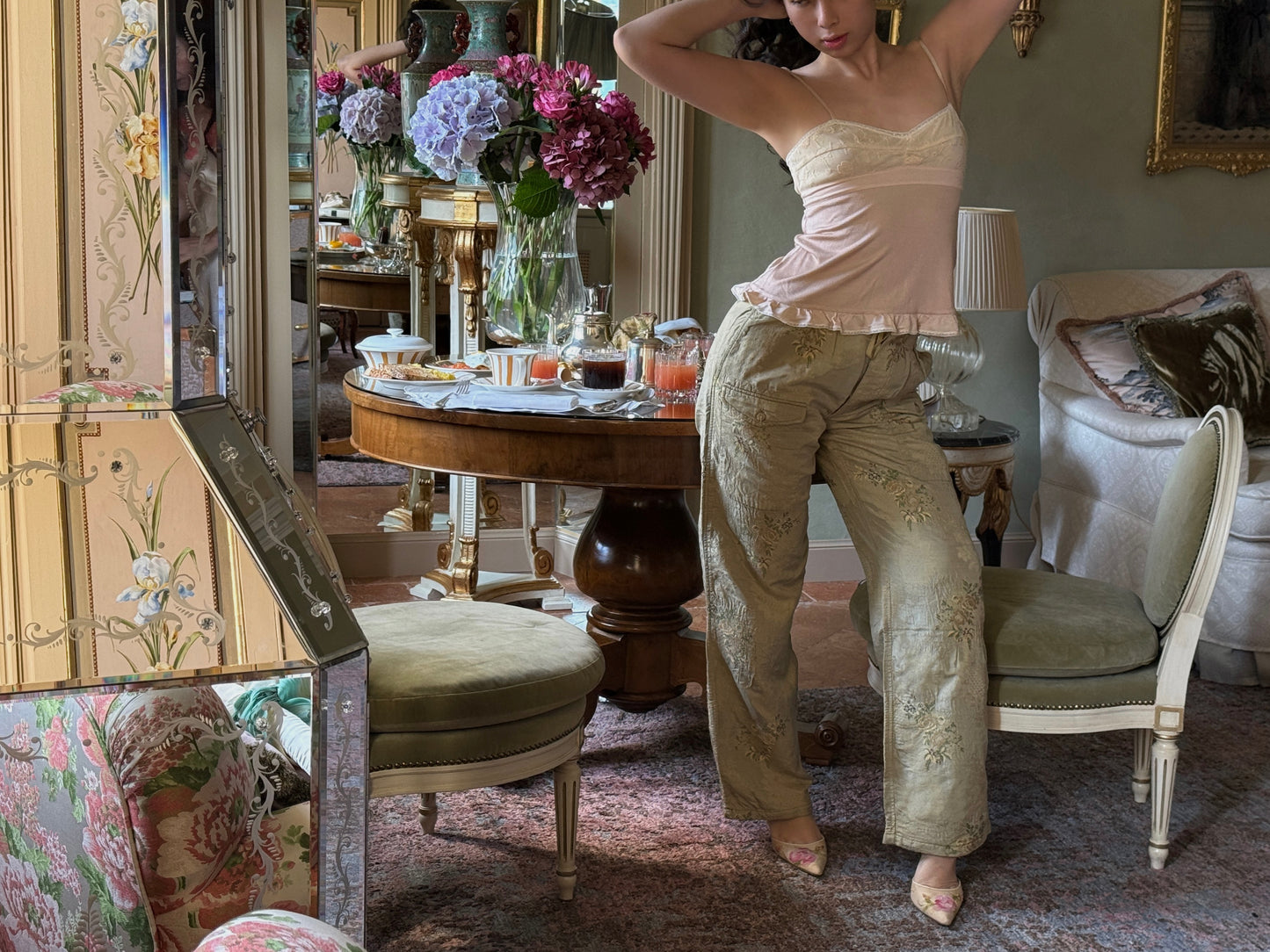 Ralph Lauren 2003SS Sage Green Brocade Pants