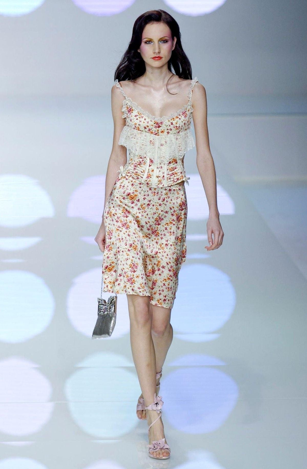 Valentino 2004SS Orange Floral Corset & Skirt Ensemble