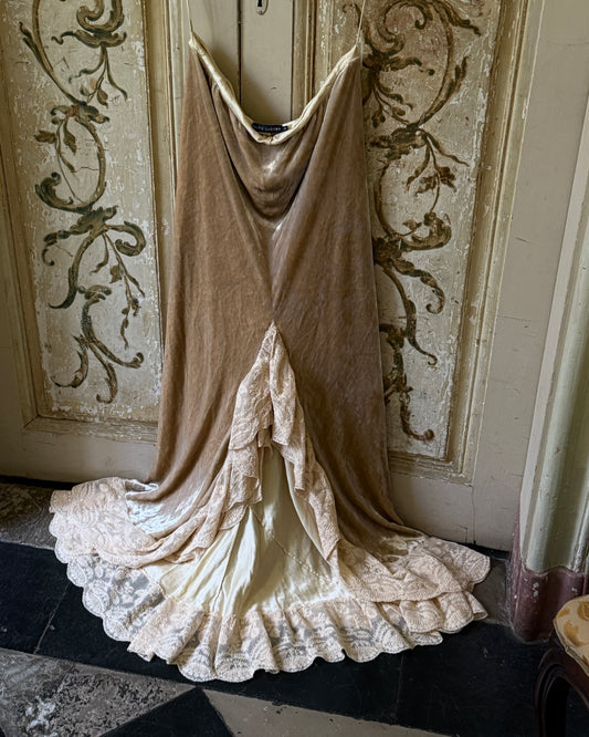 Ralph Lauren Velvet Lace Ruffle Skirt