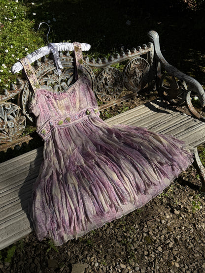 Blumarine 2007SS Lilac Fairy Silk Dress with Appliqués