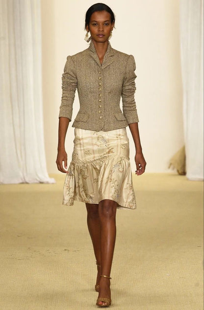 Ralph Lauren 2003SS Floral Embroidered Silk Skirt