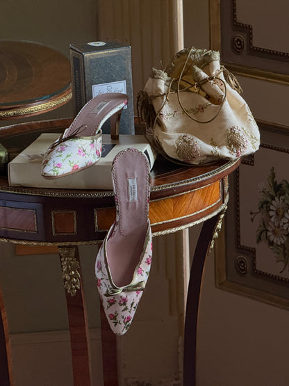 Prada Rosebuds Satin Mules