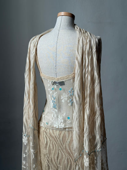 Vintage Italian Designer Nude Mesh Ensemble
