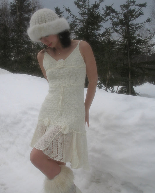 Vintage White Crocheted Dress