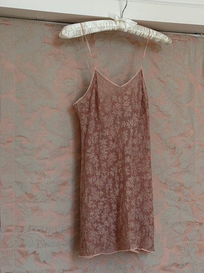 1930s Dusty Mauve Pink Lace Mini Slip