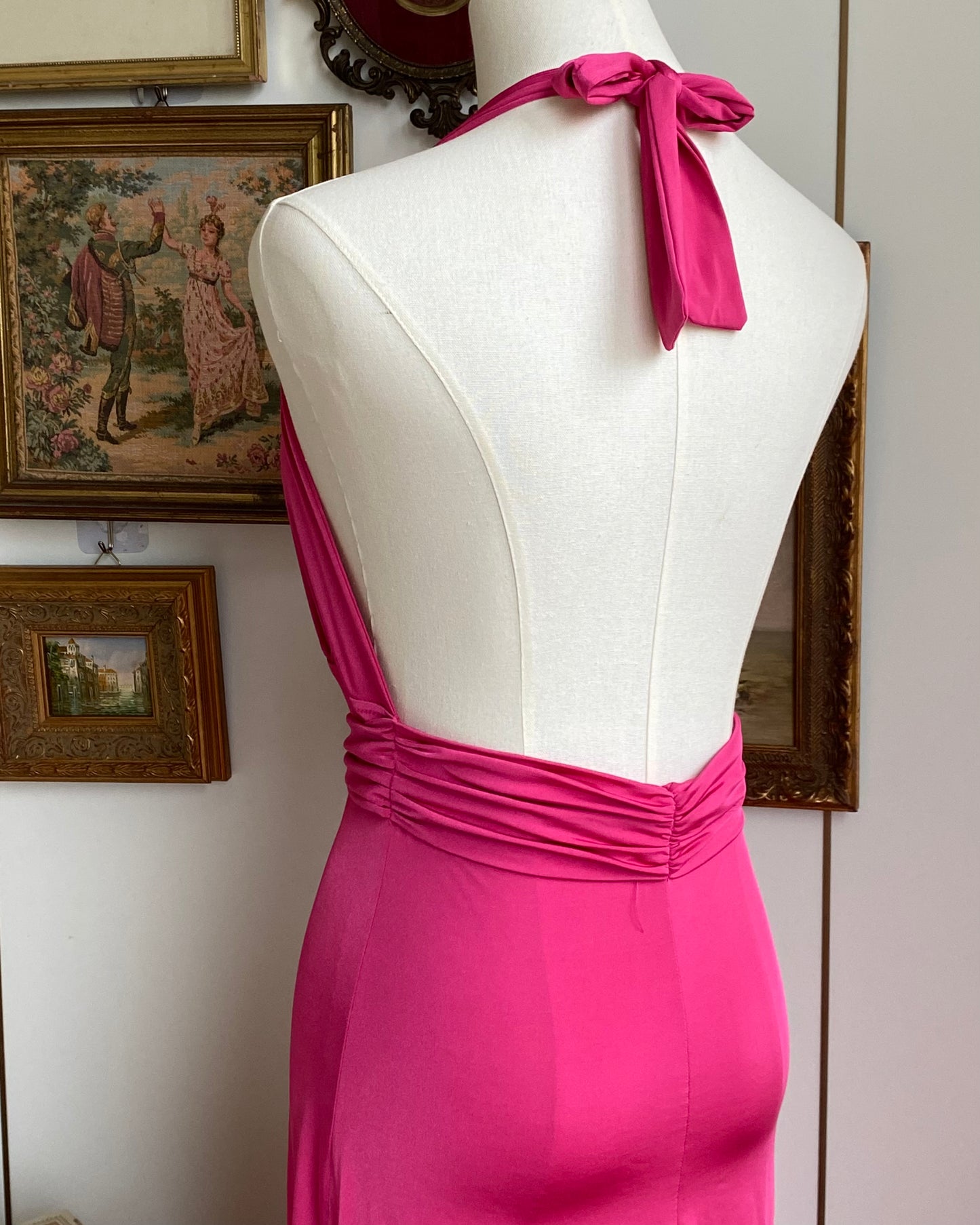 Blumarine Hot Pink Halter Neck Bodycon Dress