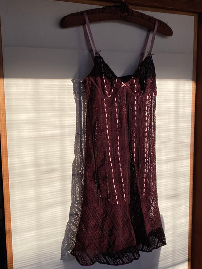 La Perla Burgundy Crochet Dress