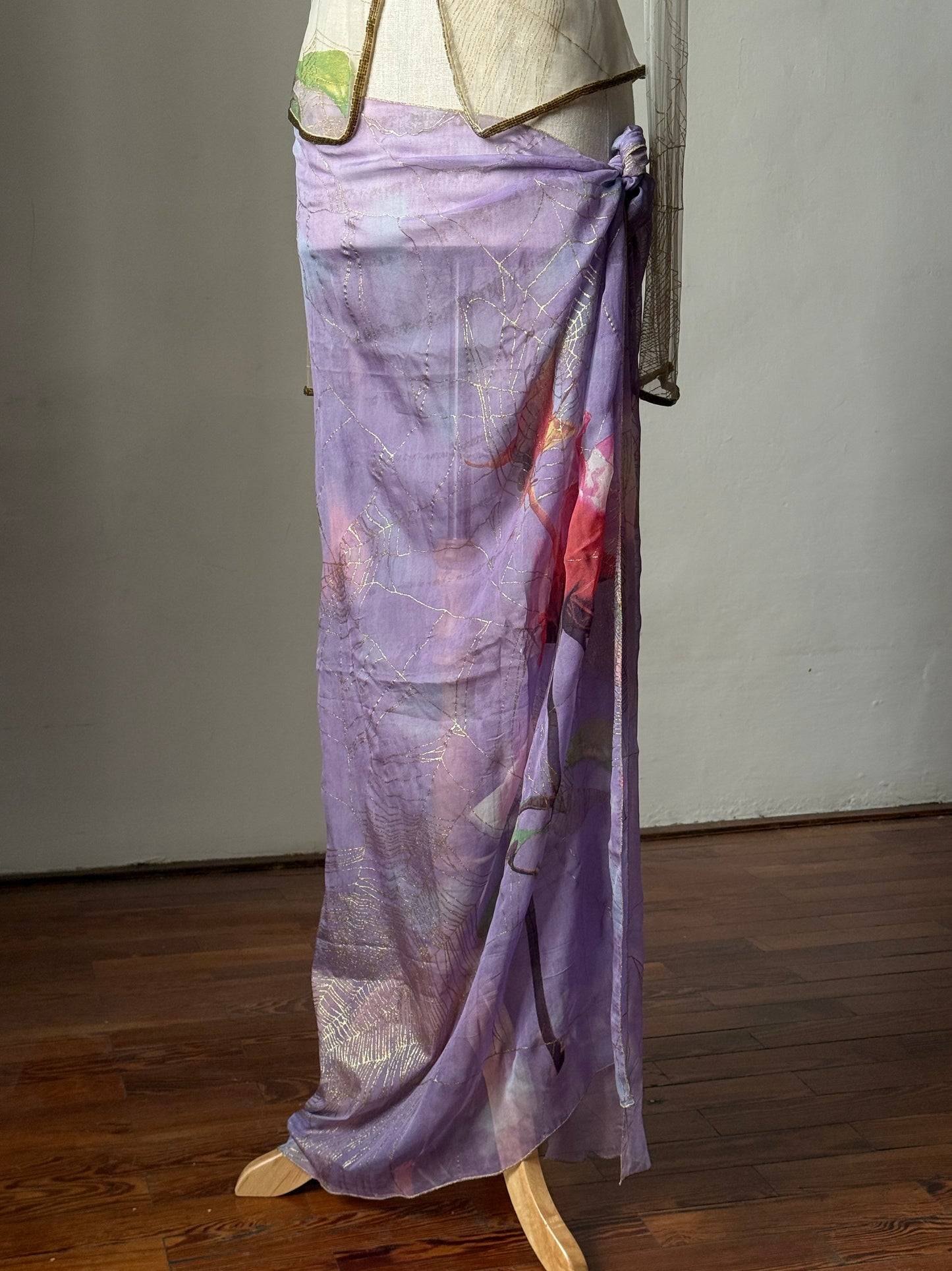 Roberto Cavalli 1999SS Rose and Spiderweb Cardigan & Silk Sarong