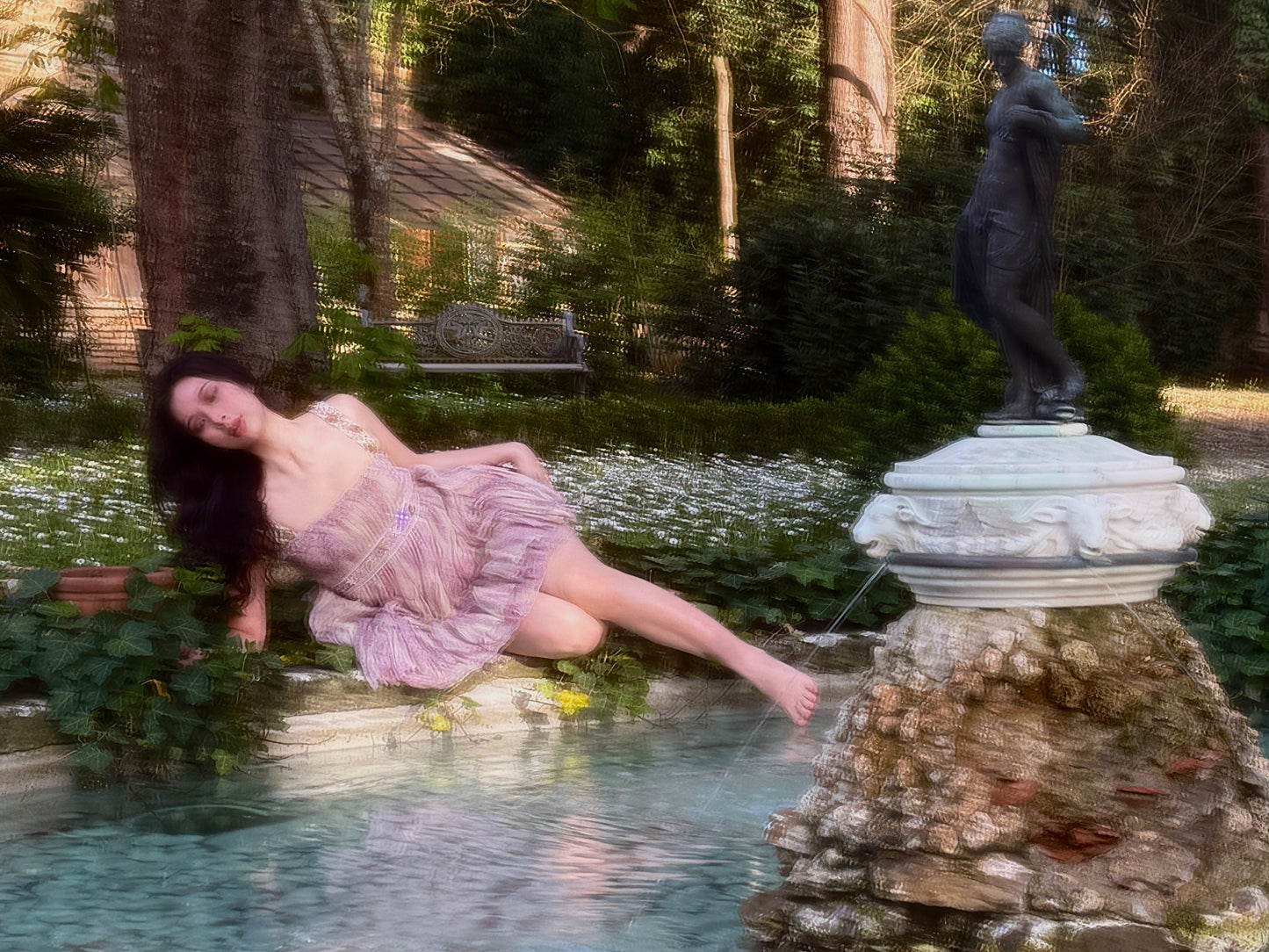 Blumarine 2007SS Lilac Fairy Silk Dress with Appliqués