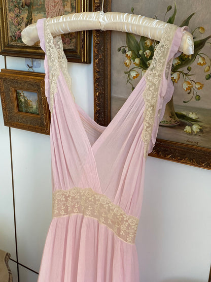 1930s Pink Silk Crepe Dress