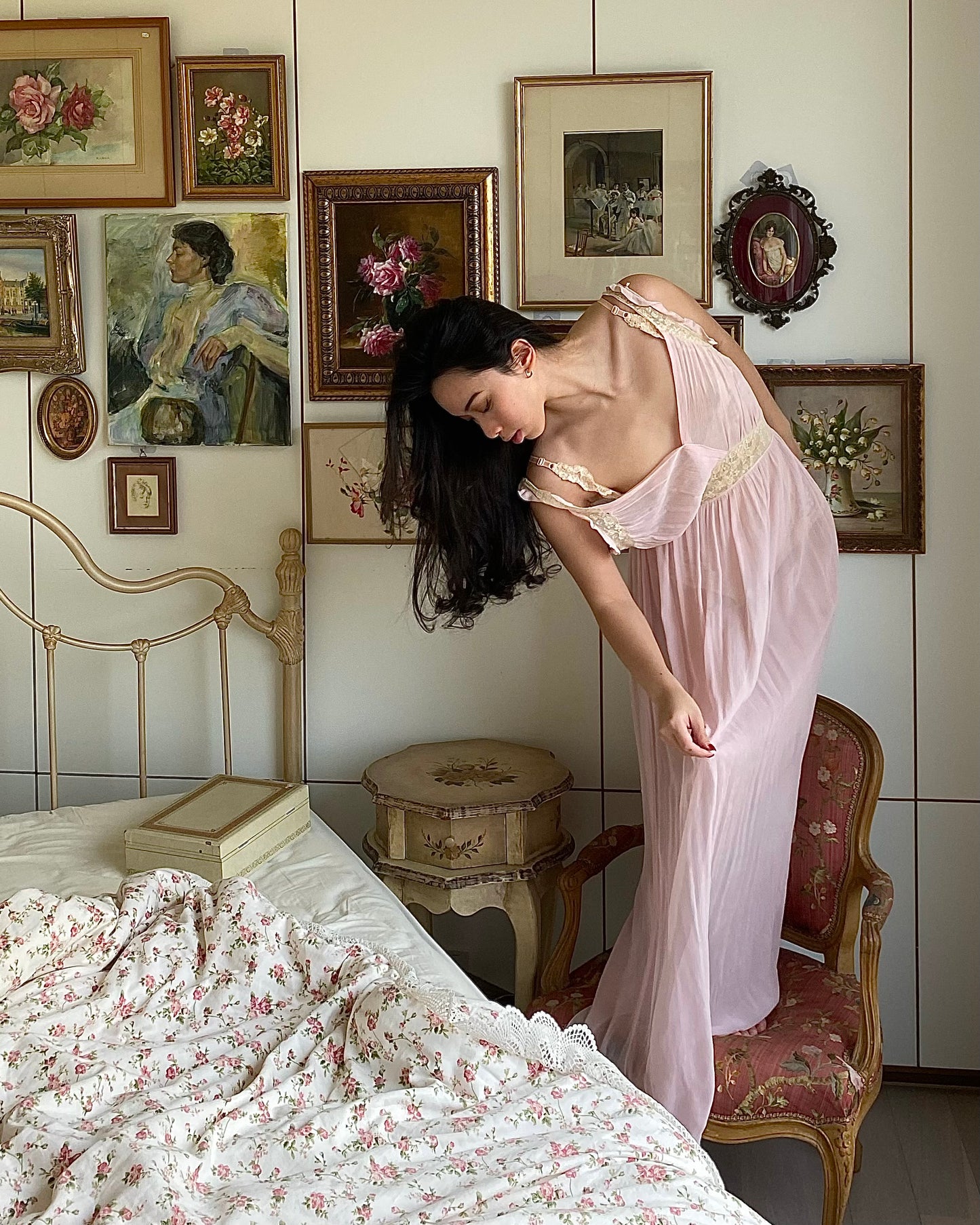 1930s Pink Silk Crepe Dress