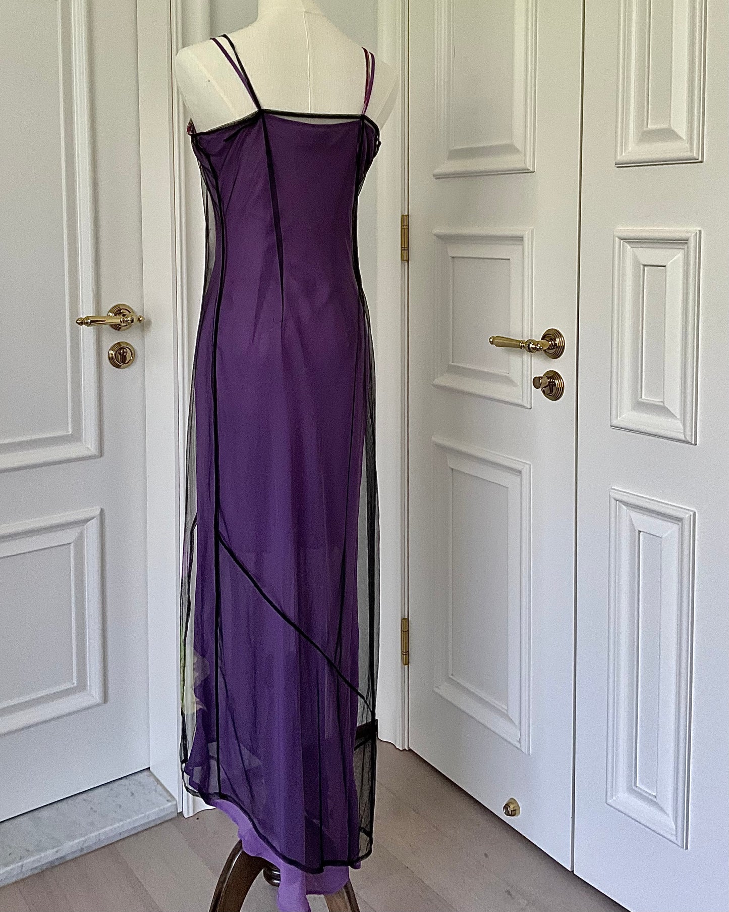 Vintage Italian Purple Floral Maxi Dress