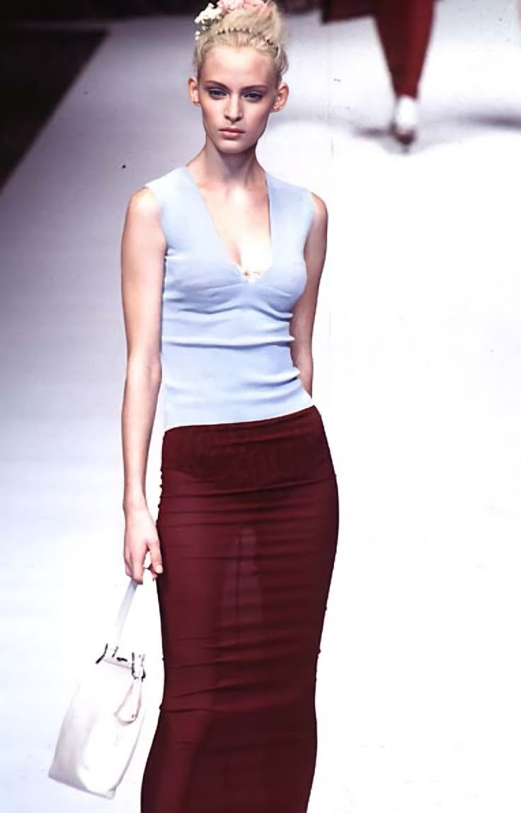 Dolce & Gabbana 1997SS Burgundy Silk Sheer Skirt