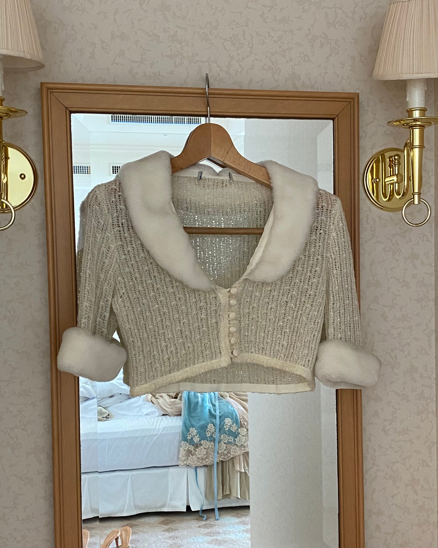 Vintage Fur Collar Mohair Cardigan