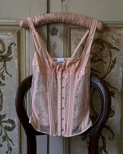 La Perla Pink Lace Silk Chiffon Corset