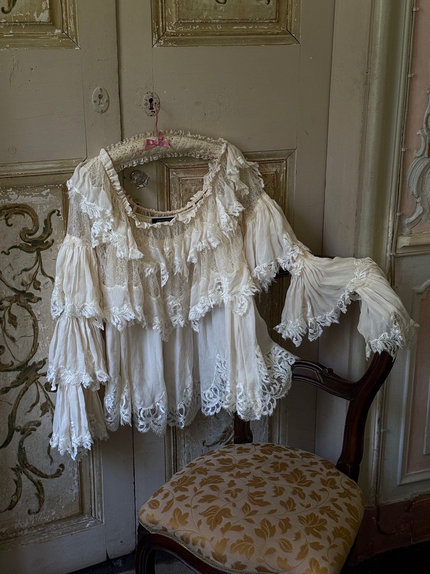 Roberto Cavalli Silk Chiffon Lace Blouse
