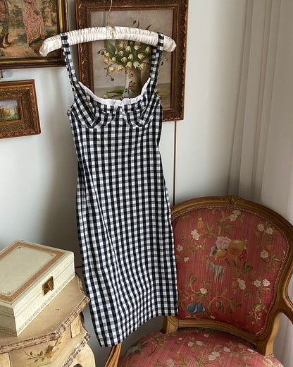 Chantal Thomass Black and White Checkered Bodycon Dress