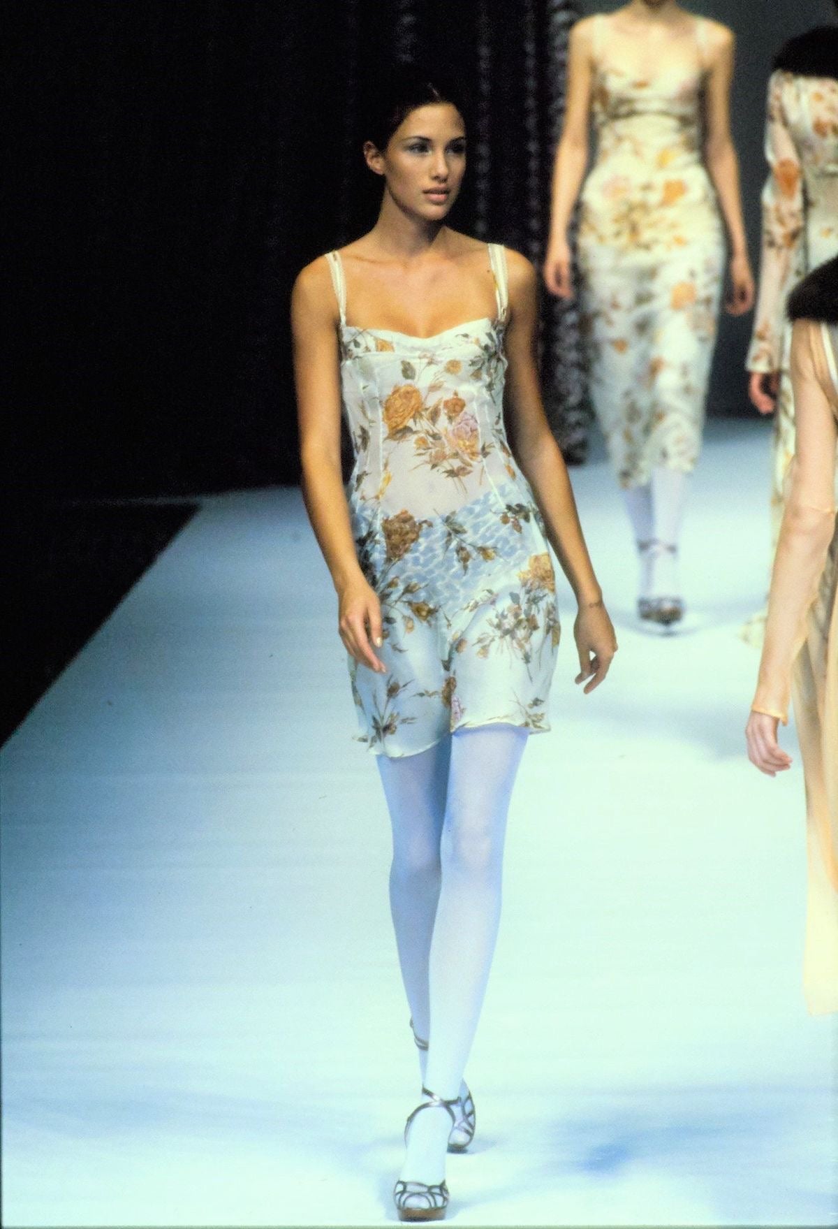 Dolce & Gabbana 1997SS Floral Silk Chiffon Slip with Built-in Bra