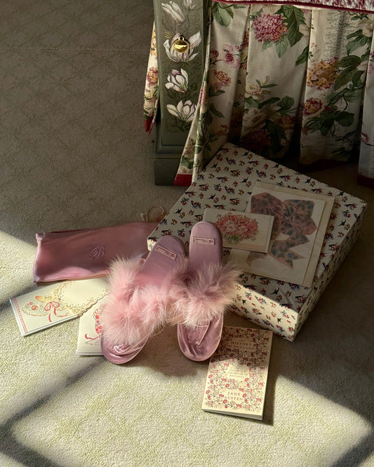 Blumarine 2000s Pink Silk Furry Slippers