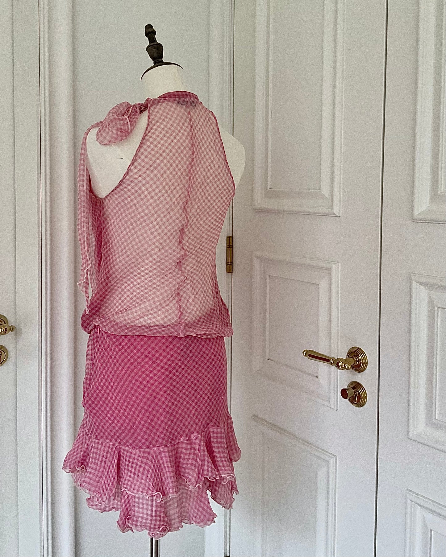 Blugirl Pink Gingham Top and Skirt Set