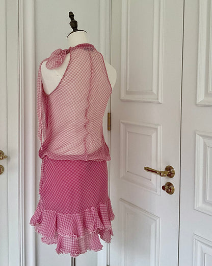 Blugirl Pink Gingham Top and Skirt Set