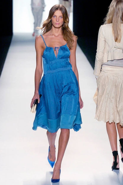 Chloé 2005SS Blue Silk Chiffon Mini Dress