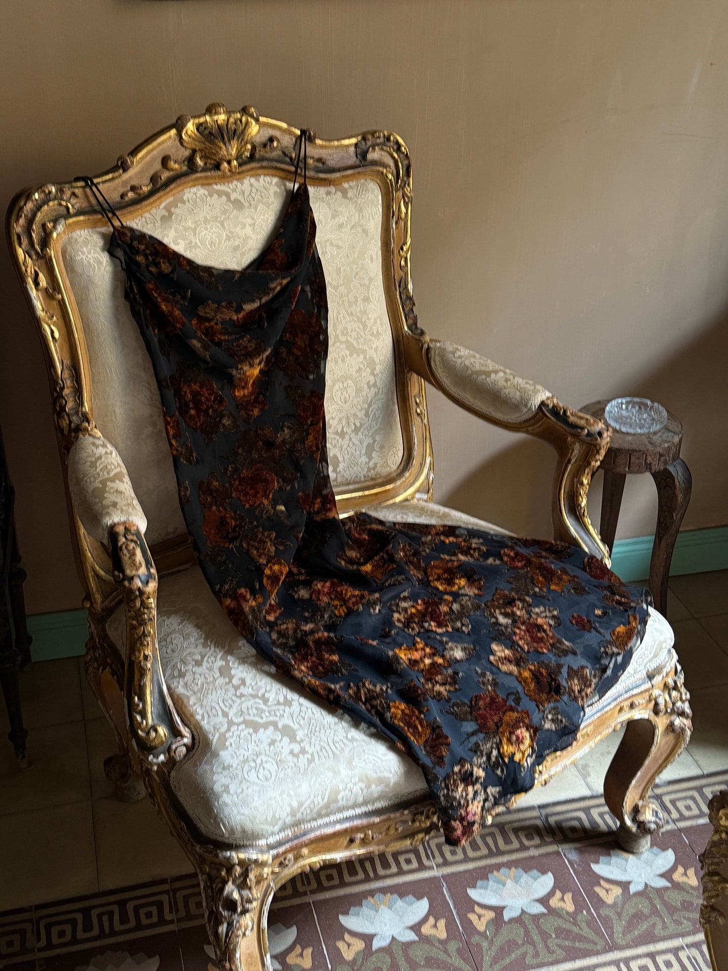 Blumarine Late 90s Black Silk Chiffon Devore Dress