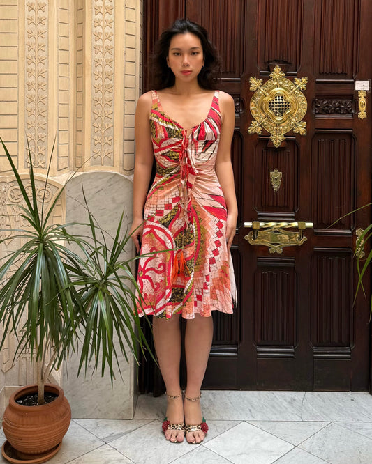 Roberto Cavalli 2004SS Abstract Mosaic Print Dress