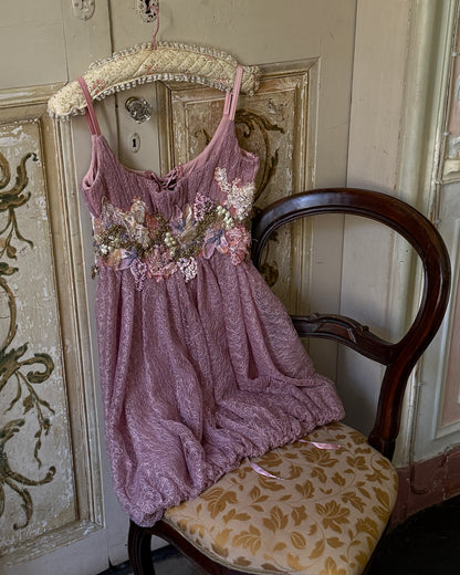 Ema Savahl Pink Corset Floral Appliqué Dress