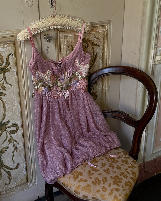 Ema Savahl Pink Corset Floral Appliqué Dress