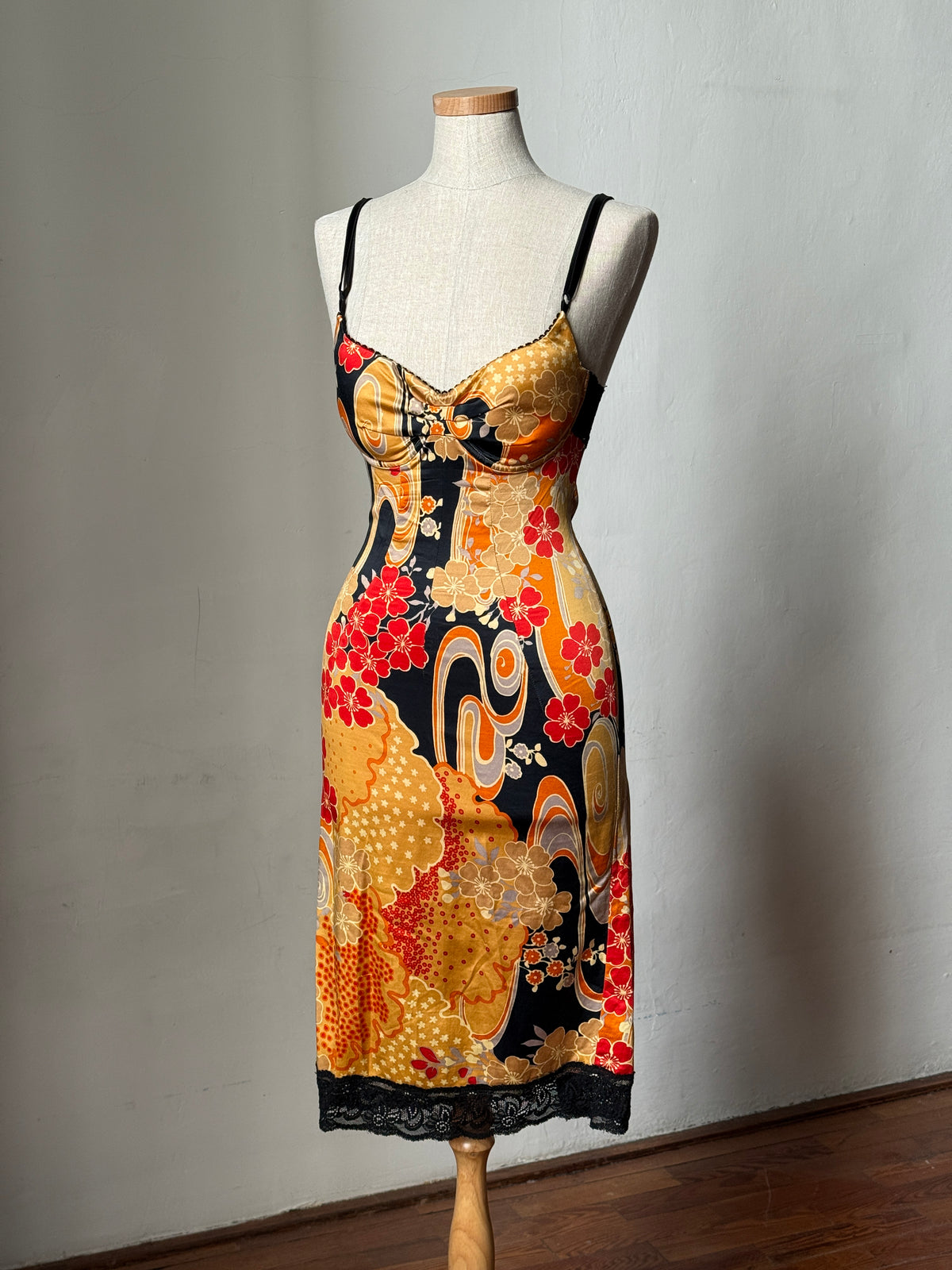 Dolce & Gabbana D&G Japanese Floral Print Bodycon Dress