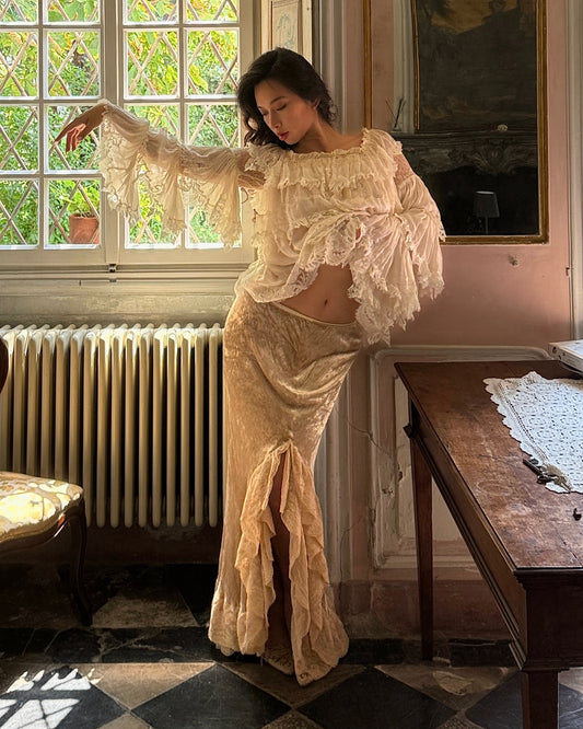 Roberto Cavalli Silk Chiffon Lace Blouse