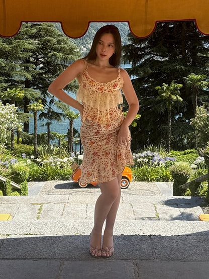 Valentino 2004SS Orange Floral Corset & Skirt Ensemble