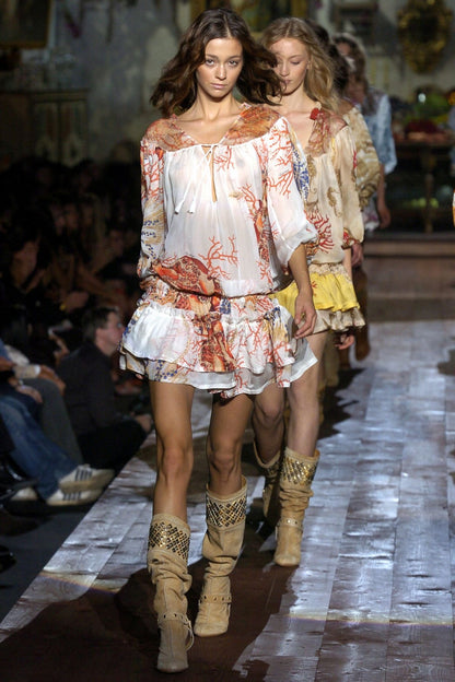 Roberto Cavalli 2005SS Sea Life Silk Blouse & Pareo