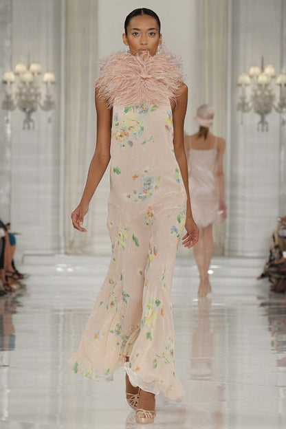Ralph Lauren 2012SS Floral Rose Silk Chiffon Dress