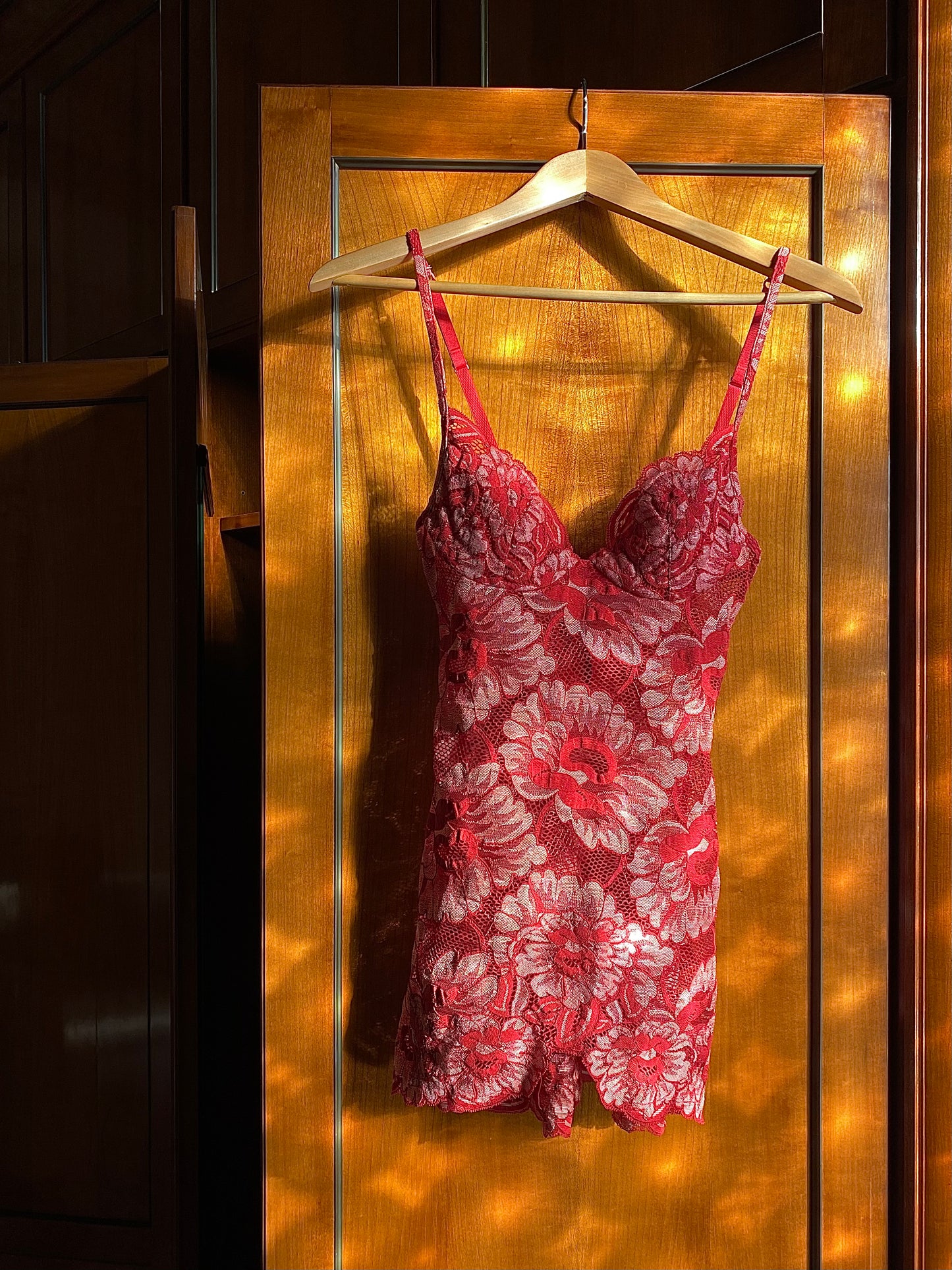 La Perla Red Floral Lace Mini Lingerie Dress