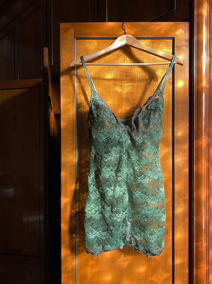 La Perla Green Floral Lace Mini Lingerie Dress